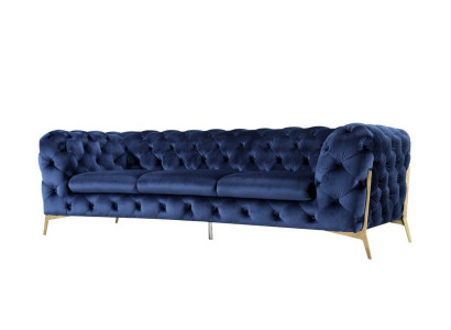 Sofa Chesterfield Couch Polster XXL Garnitur Textil 3+3 designer Couchen Blau