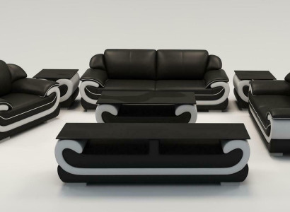 Sofagarnitur Klassische Polster Sitz Leder Garnitur Komplett Set 3+2+1 Sitzer