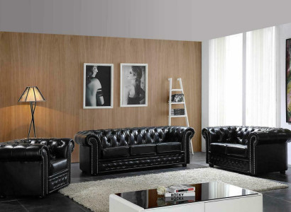 Chesterfield Sofa Couch Polster Sitz Komplett Set Garnitur Leder Sofas Neu