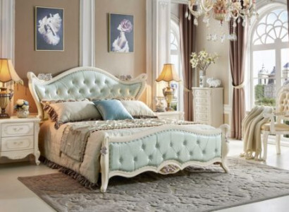 Design Schlafzimmer 5 tlg. Bett Nachttisch Barock Kleiderschrank Massivholz