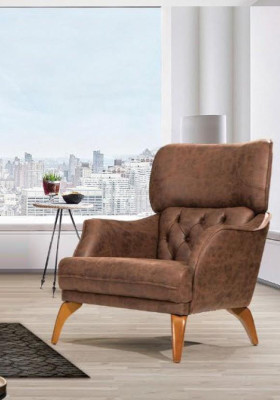 Luxus Einsitzer Sessel Couch Polster Möbel Chesterfield Desing Sofa Leder 