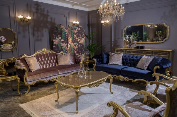 Dreisitzer-Sofa in brauner Farbe im klassischen Stil für das Wohnzimmer