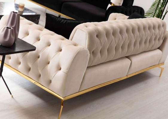 Stilvolle Chesterfield Couchgarnitur Edelstahl Möbel Sofas Sessel Couch Set