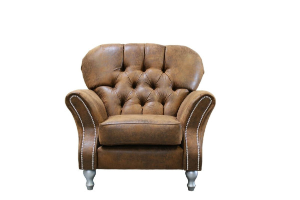 Vintage Chesterfield Sofagarnitur Couch Polster Sofa Leder 3+1 Sitzer Set