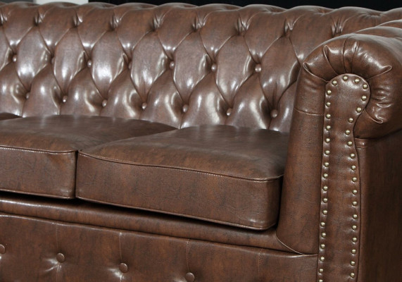 Ledersofa Couch Sofagarnitur Set 3+2 Sitzer Garnitur Design Sofa Chesterfield
