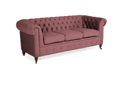 Klassische Möbel Chesterfield 3 Sitzer Couch Textil Stoff Sofa Edles Design Neu