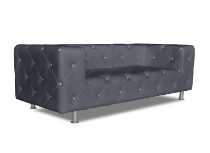 Dreisitzer Couch Polster Design Sofa 3er Sitz Sofas Zimmer Chesterfield Grau Neu