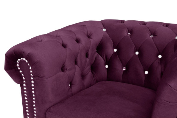Chesterfield Textil Couch Polster 2Sitzer Stoff Sofas Couchen lila Zweisitzer