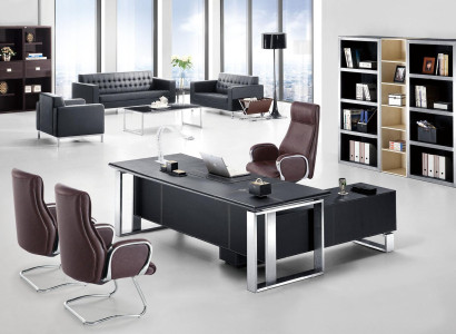 Design Büromöbel Set Schreibtisch + Aktenschrank Schrank Tisch