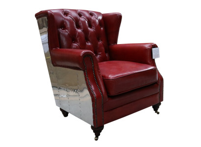 Ohrensessel Echtleder Vintage Chesterfield Leder Fernsehsessel Ledersessel Neu