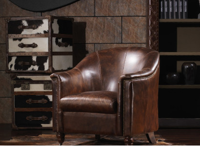 Clubsessel Vintage Leder Ledersessel Sessel Designsessel Echtleder Retro Sofa