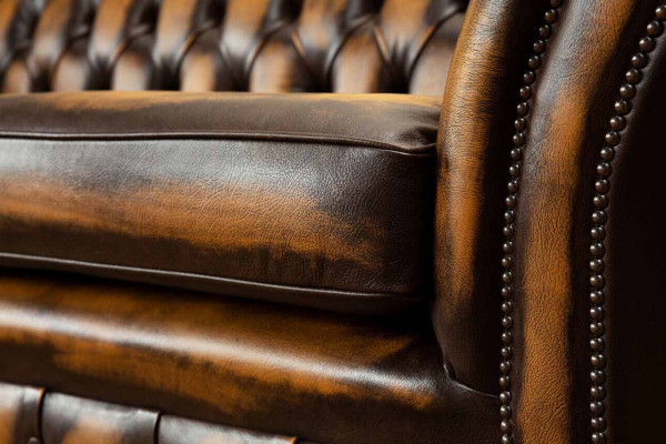 Braun Sofa 3 Sitzer Couch design Chesterfield Polster Sitz Leder Neu