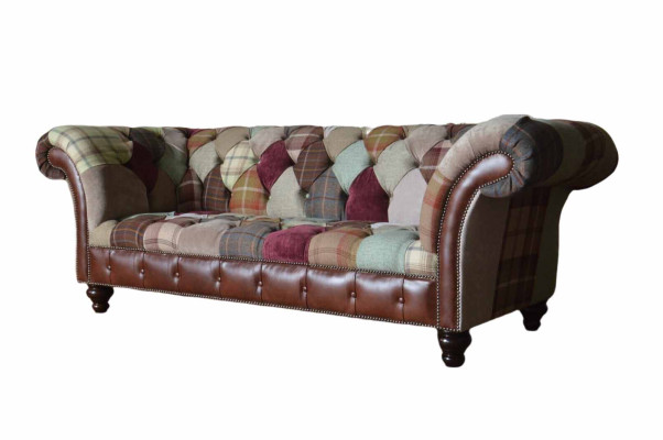 Dreisitzer Sofa Sitzpolster Chesterfield Stoff Couch Modern Möbel Neu