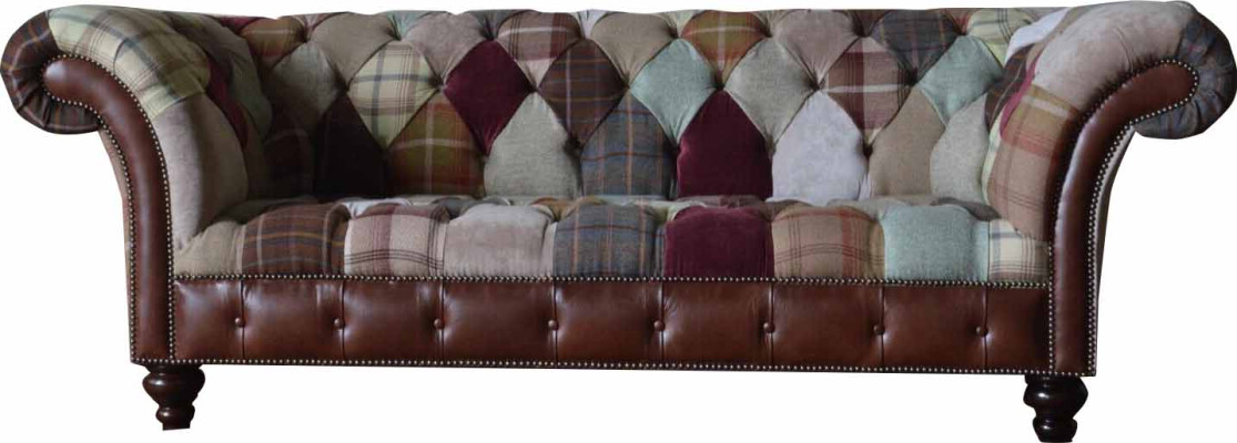 Dreisitzer Sofa Sitzpolster Chesterfield Stoff Couch Modern Möbel Neu
