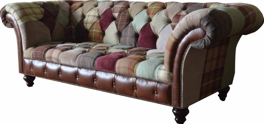 Dreisitzer Sofa Sitzpolster Chesterfield Stoff Couch Modern Möbel Neu