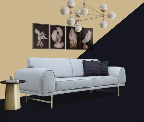 Schwarz-Weiße Couchgarnitur 3+3 Sitzer Stilvoller Einsitzer Sessel Sofas