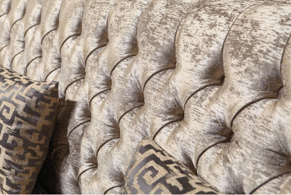 Beiger 3-Sitzer Textilsofa Chesterfield Dreisitzer Polster Couchen 3-er