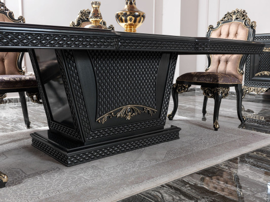 Essgruppe Esszimmer Esstisch Stühle Holz Set 12tlg Grau Barock Sideboard