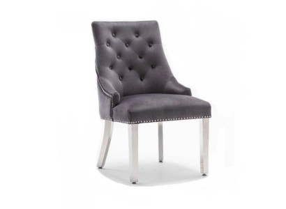 Grauer Esszimmer Chesterfield Stuhl Textilstuhl Luxuriöser Einsitzer