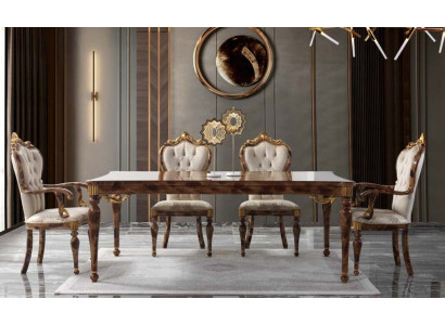 Klassische Essgruppe Essecke Esszimmer Esstisch Holz Set 7tlg Braun tisch