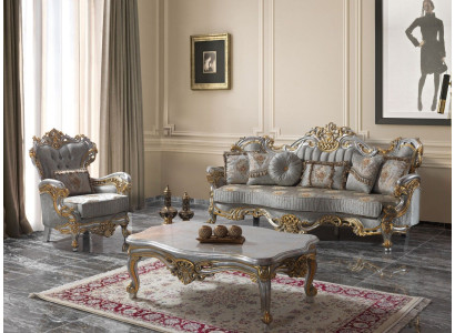 Sofagarnitur Polstersofa Sofa Couch Blau Stoffsofa Couchgarnitur Set