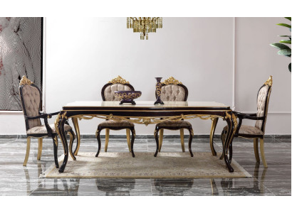 Essgruppe Essecke Esszimmer Esstisch Stühle Holz 9tlg Braun Barock