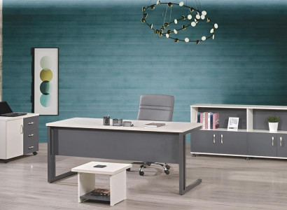 Arbeitstisch Büromöbel Computermöbel Schreibtisch 4tlg Holz Set Grau
