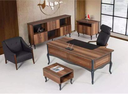 Arbeitzimmer Schreibtisch Luxus Design Tisch Büro Office Möbel Chefschreibtisch