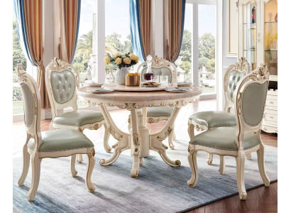 Esszimmer Set 7tlg Holz klassische Möbel Esstisch + 6x Stühle Luxus 