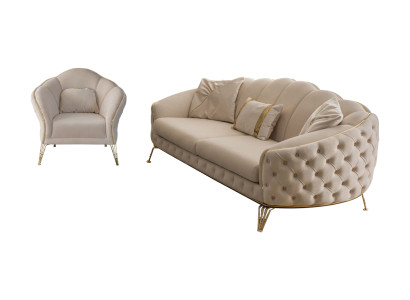 Wohnzimmer Komplett 3tlg Modern Dreisitzer Sofa Couch Luxus 2x Sessel