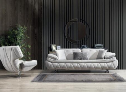 Wohnzimmer-Set 2tlg. 3-Sitzer Sofa mit Sessel Modern Design Stoffsofas
