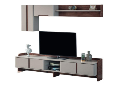 Weiße Wohnzimmer Wohnwand Luxuriöse Möbel RTV Lowboard Regale Sideboard