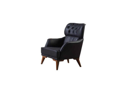 Schwarzer Chesterfield Sessel Luxuriöser Einsitzer Wohnzimmer 1-Sitzer