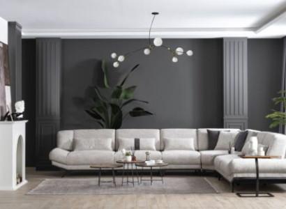 Weiße Wohnzimmer Garnitur Ecksofa L-Form Couch Beistelltisch Sofa 2tlg