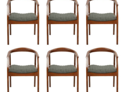 Stuhl Braun Design Wohnzimmer Esszimmer Holz 6x Stühle Polster Neu