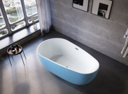 Wanne Standbadewanne Freistehende Badewanne Zeitgenössisch Blau Oval