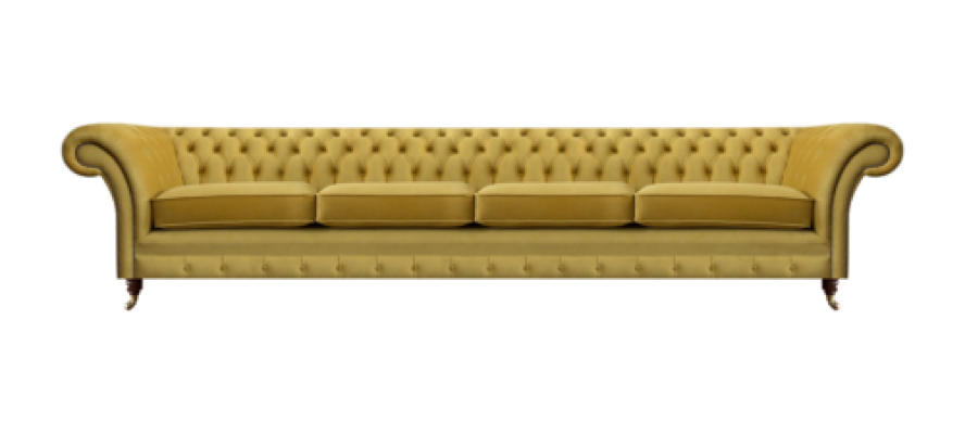 Luxus Gelb Sofa Viersitzer Einrichtung Chesterfield Textil Wohnzimmer Neu