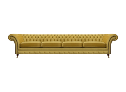 Luxus Gelb Sofa Viersitzer Einrichtung Chesterfield Textil Wohnzimmer Neu