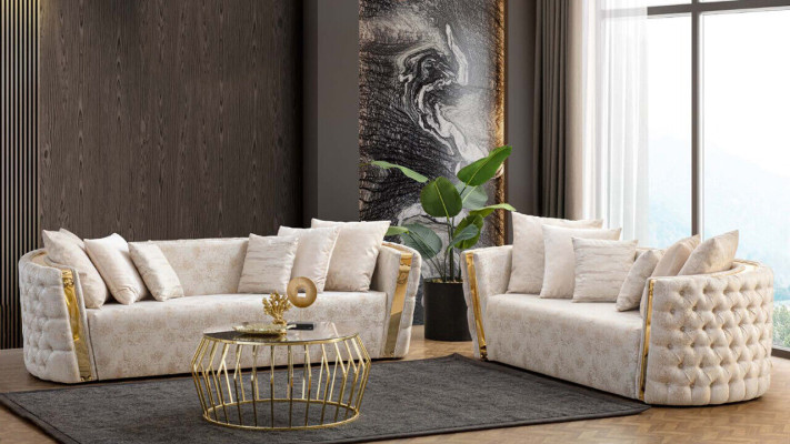 Exklusive Edelstahl Couch Moderner 3-Sitzer Luxuriöse Wohnzimmer Möbel