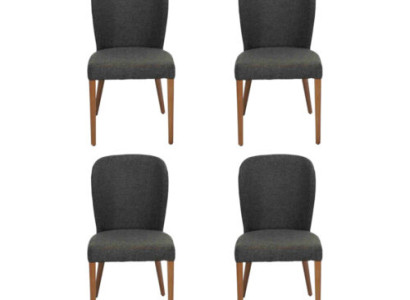 Sessel Polster Moderne Holz 4x Stühle Luxus Polster Design Stuhl Lehnstuhl