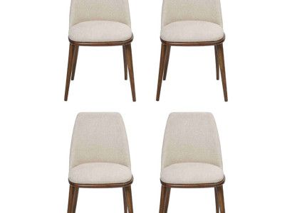 Weiße Stuhlgarnitur Designer 4x Küchenstühle Luxus Sitzmöbel Holzgestell