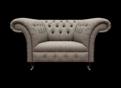 Wohnzimmer Neu Luxus Sessel Chesterfield Grau Polstermöbel Textil Möbel