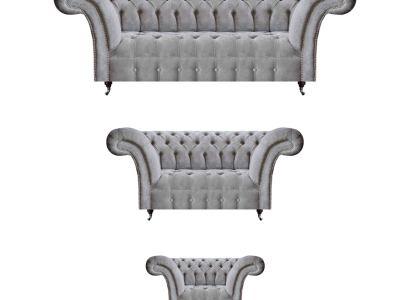 Set 3tlg Luxus Dreisitzer mit Zweisitzer Sofas Textil Sessel Neu Chesterfield