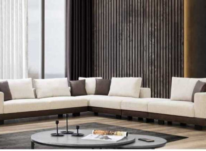 Wohnzimmer Ecksofa Luxus L-Form Couch Textil Möbel Holzgestell Stilvoll