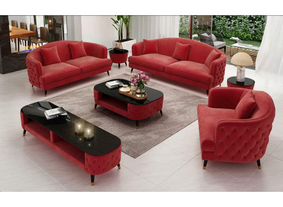 Sofagarnitur Set 3+2+1 Sitzer Couchtisch Sideboard Garnitur Design Moderne 7tlg
