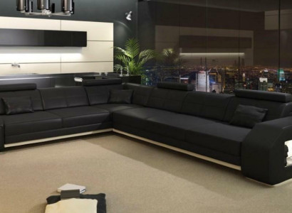 Couch Ecksofa Leder Textil Polster Garnitur Designer Sofa Wohnlandschaft