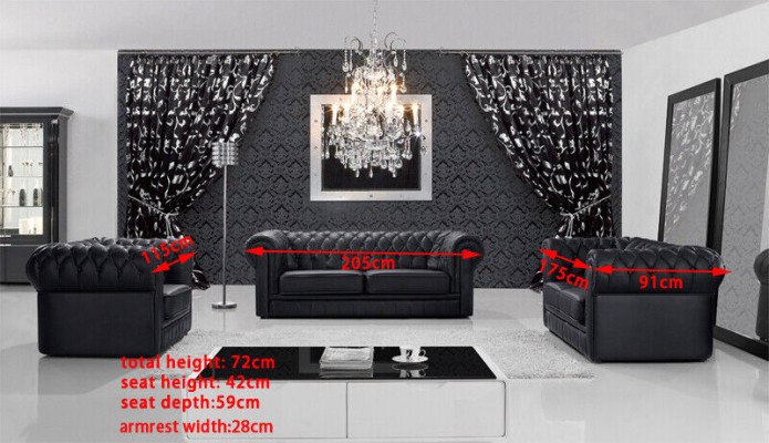 Chesterfield Couchen Sofas Polster Leder 32 Sitzer Sofagarnitur Garnituren Set