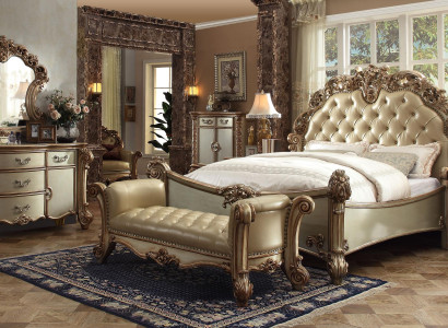 Bett 2x Nachttisch 3tlg. Klassisches Schlafzimmer Set Luxus Barock Rokoko