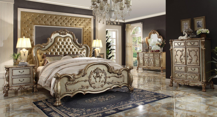 Schlafzimmer Set Nachttische Bett 5tlg. Klassisch Barock Rokoko Antik Stil Holz
