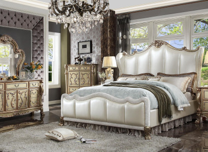 Design Luxus Schlafzimmer Set Deko Bett 2x Nachttische Kommode Garnitur